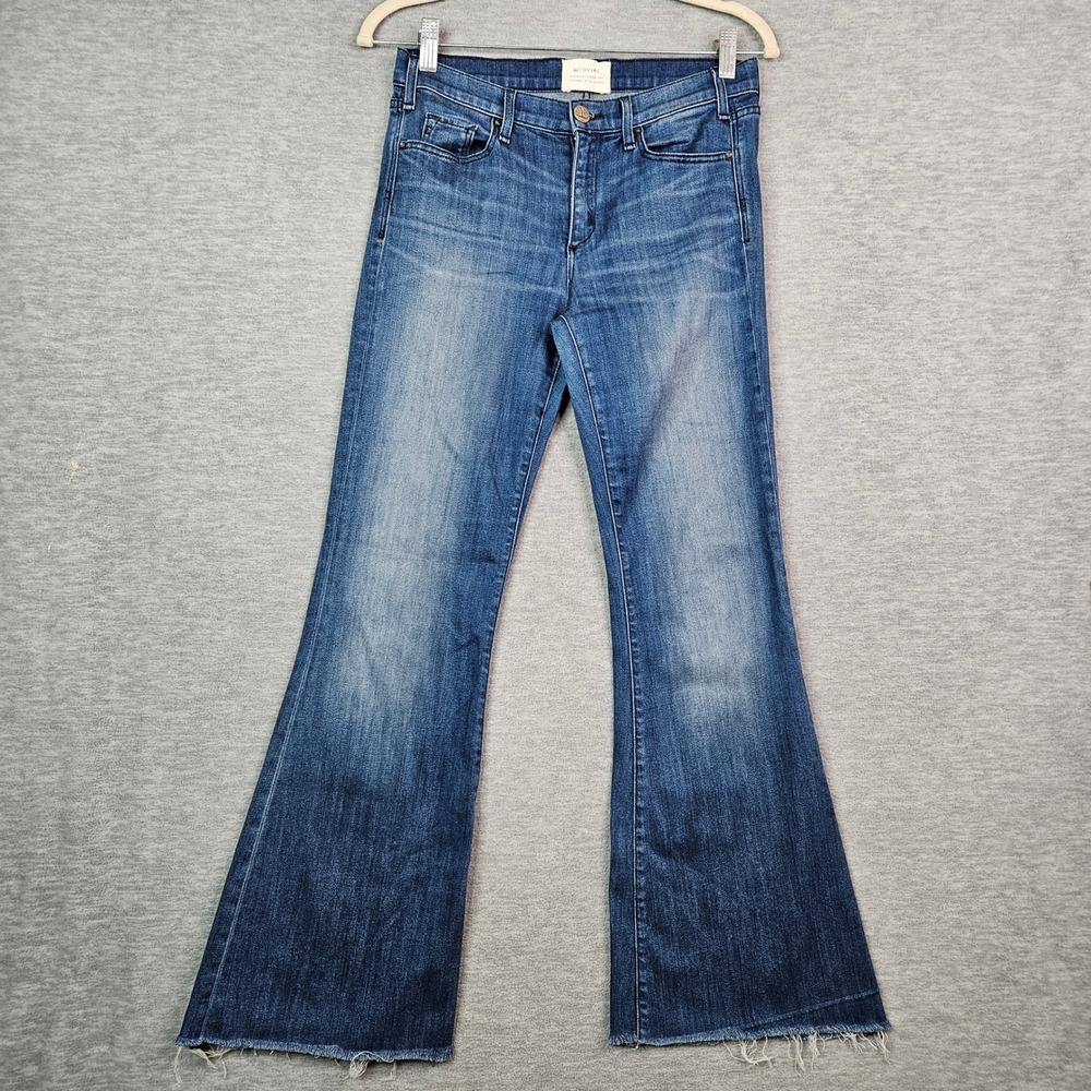 McGuire Denim Majorelle Flare Jeans Revel Revel Wash Raw Hem Blue 27